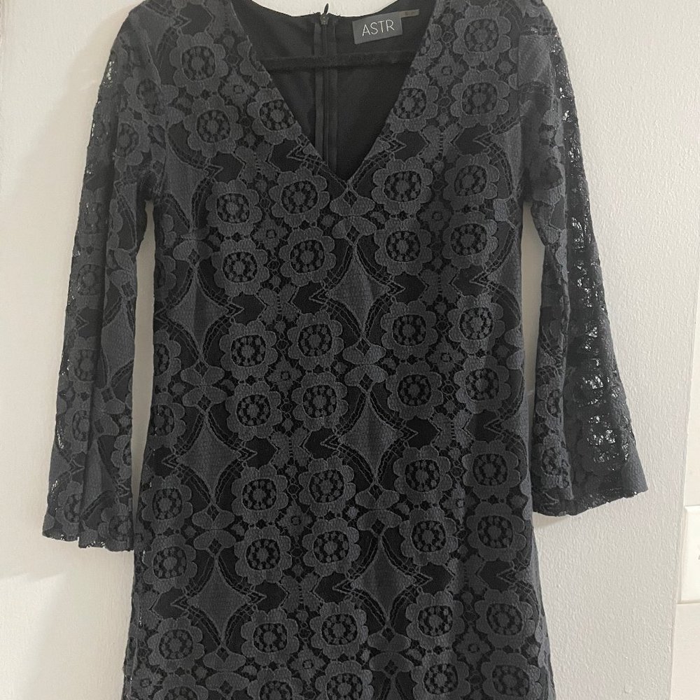 ASTR Charcoal Gray Lace Mini Dress